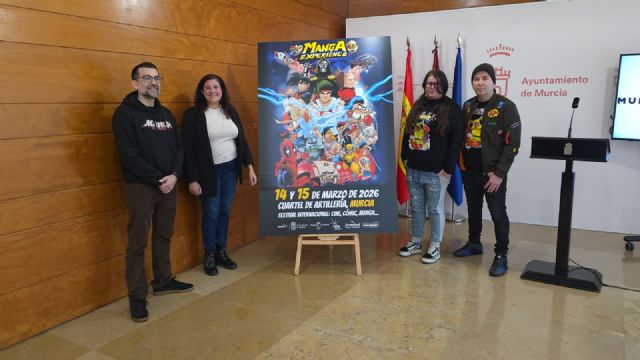 El cartel de la nueva edición de Murcia Manga Experience combina cuatro técnicas artísticas para hacer un gui&ntilde;o a la primavera murciana