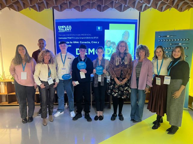 Álvaro Sánchez (Key Health App), Adrián López (Cognify) y Mariana Saavedra (Nexus – Escuela Editorial) ganan el Concurso Emplea Talent Murcia-Demo Day 2025