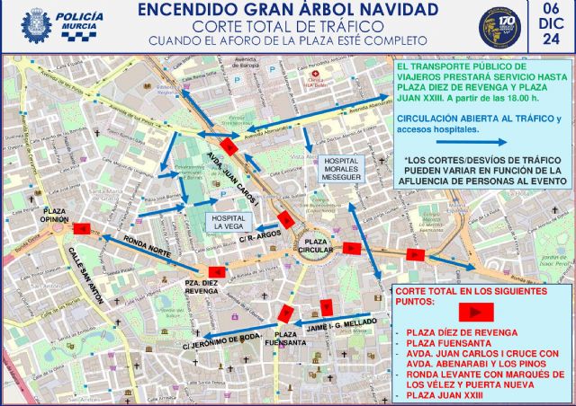 El transporte público será gratuito el 6 de diciembre por el encendido del Gran Árbol de Navidad