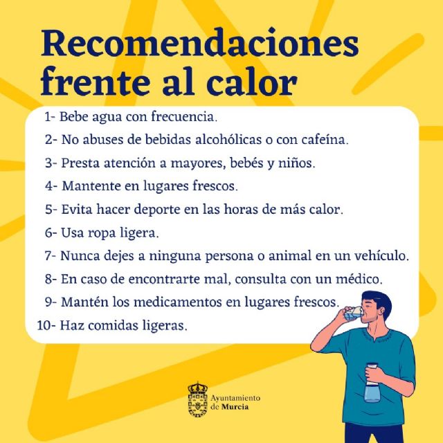 El Ayuntamiento de Murcia activa un dispositivo especial ante el aviso por altas temperaturas