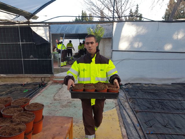 Más de una decena de jóvenes con discapacidad intelectual se integran en los equipos de trabajo de los parques de Murcia y pedanías