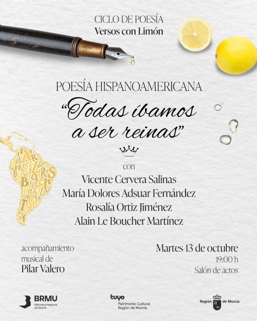 La Biblioteca Regional ofrece el martes un recital de poesía hispanoamericana