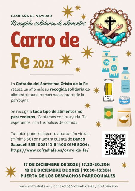 La Cofradía del Santísimo Cristo de la Fe de Murcia pone en marcha la campaña 'Carro de Fe'
