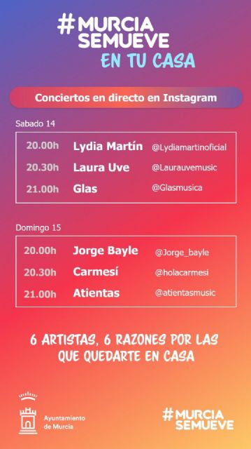 Seis artistas murcianos protagonizan la iniciativa ´Murcia Se Mueve en tu casa´ con conciertos en directo por Instagram