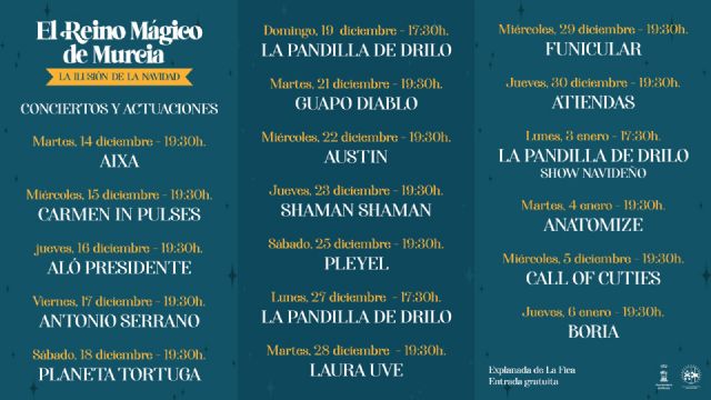 El Reino Mágico de Murcia acoge cerca de una veintena de conciertos y espectáculos para los más pequeños