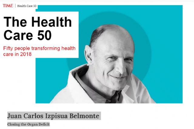 La revista TIME elige a Juan Carlos Izpisua como una de las 50 personas más influyentes de 2018 en el ámbito de la salud