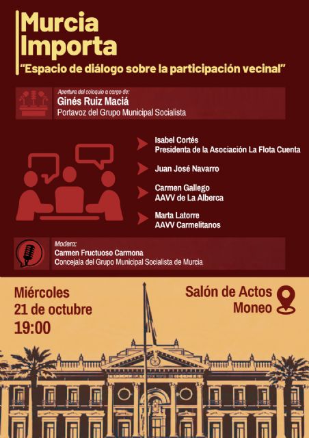 Murcia Importa abre un espacio de diálogo para dar voz a los vecinos y debatir sobre su participación en las decisiones municipales