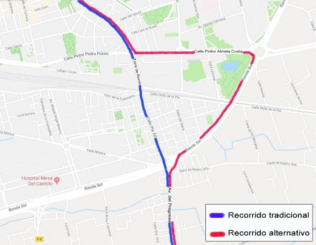 La Fuensanta mantendrá su recorrido tradicional salvo en un tramo