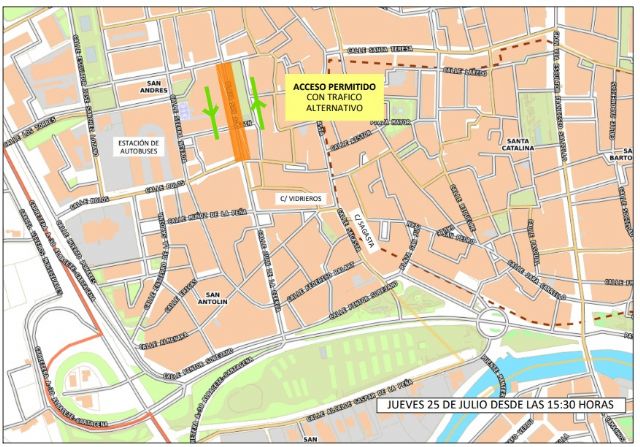 Las obras del Corredor Verde de San Andrés arrancan su fase final aprovechando el descenso del tráfico y de la actividad en estos días