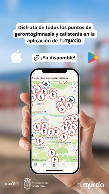 La app Tu Murcia lanza una nueva actualización que identifica las instalaciones de gerontogimansia y parques accesibles del municipio