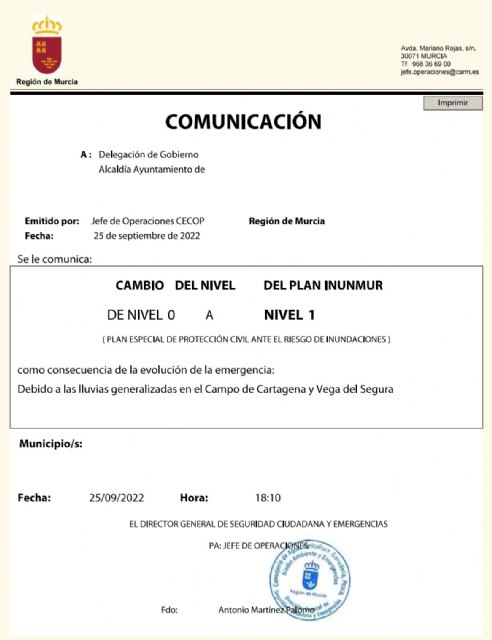 Activado el dispositivo municipal ante el aviso naranja por lluvia emitido por AEMET