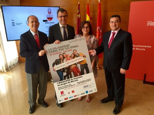 El Salón de Plenos acogerá el I Maratón de Donación de Sangre de Murcia, porque ´la solidaridad corre por tus venas´