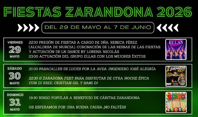 Zarandona se prepara para diez días de fiestas con música, tradición y actividades para todas las edades