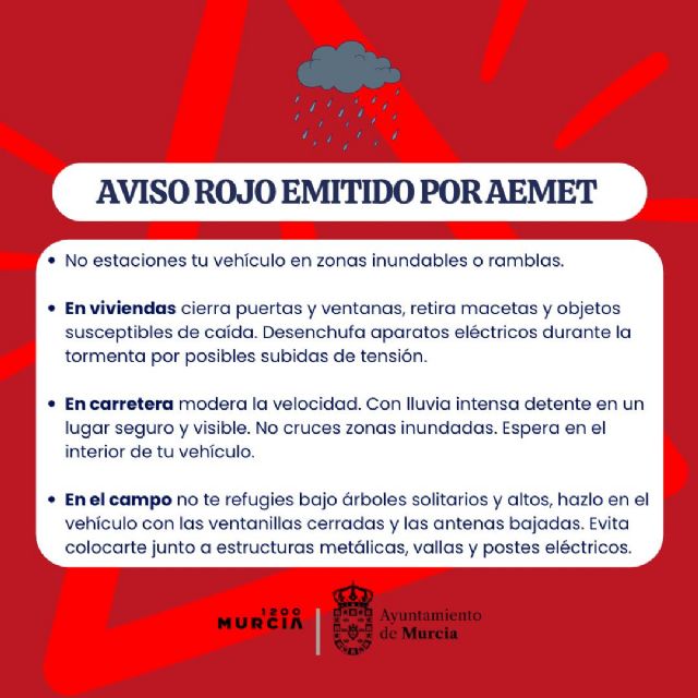 El Ayuntamiento de Murcia suspende hoy las actividades programadas por Navidad con motivo del aviso por lluvias