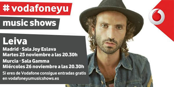 Leiva será el protagonista de los próximos Vodafone yu Music Shows con sus conciertos en Madrid y Murcia