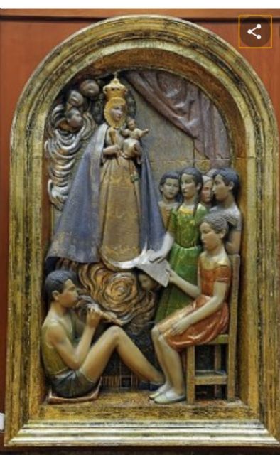 Piden al ayuntamiento que devuelva el mural de la Virgen de la Fuensanta con niños a Espinardo