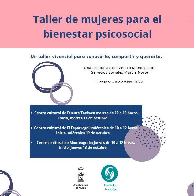 Servicios Sociales organiza tres talleres sobre gestión emocional en Puente Tocinos, Monteagudo y El Esparragal
