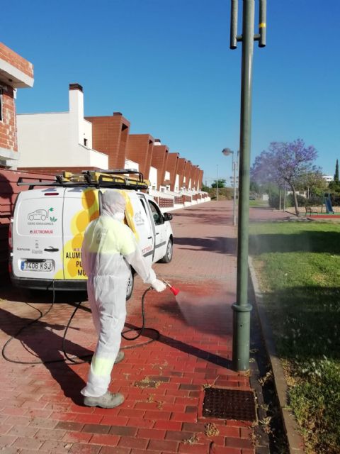 Las labores de limpieza y desinfección de los soportes de farolas continúan esta semana en diecisiete pedanías
