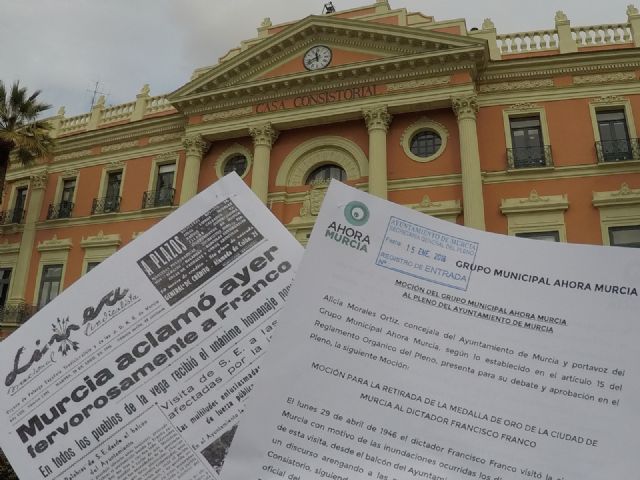 Ahora Murcia: El ayuntamiento de Murcia retirará la Medalla de Oro de la Ciudad a Franco pese a la abstención del PP