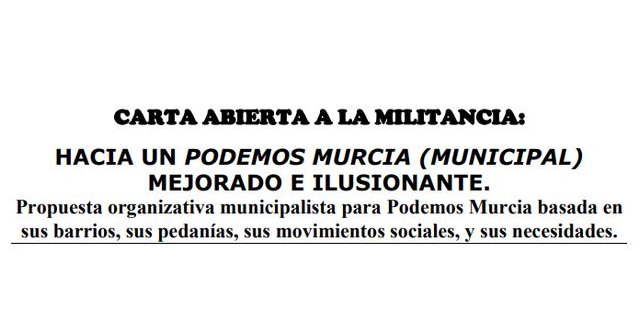 Medio centenar de militantes de Podemos en el municipio de Murcia lanzan una carta abierta