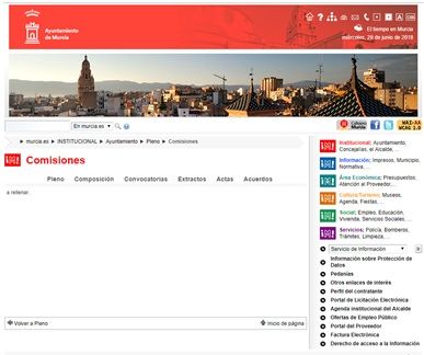 Ahora Murcia pide que el ayuntamiento publique en su web la información relativa a las distintas comisiones de pleno
