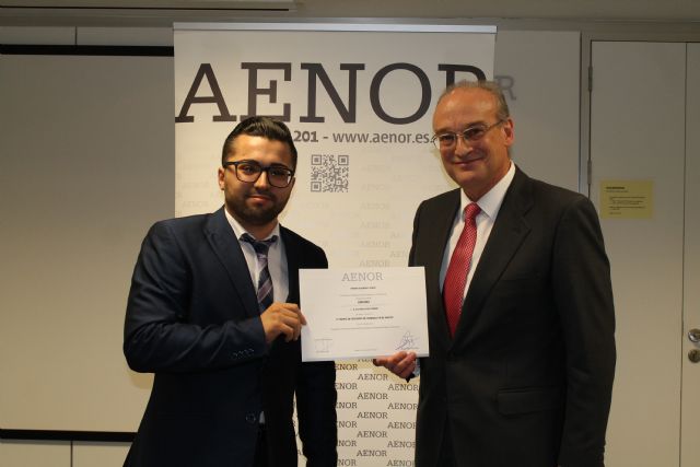 Alumno de Informática de la UMU, premiado por la Asociación Española de Normalización y Certificación (AENOR)