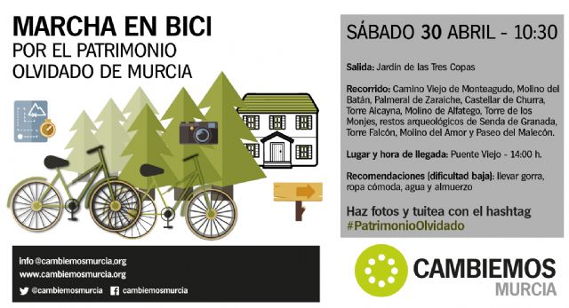 Cambiemos marcha este sábado en bici por el patrimonio olvidado de la huerta de Murcia