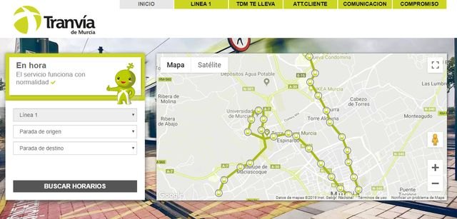 Tranvía de Murcia estrena mañana nuevos horarios para mejorar el servicio